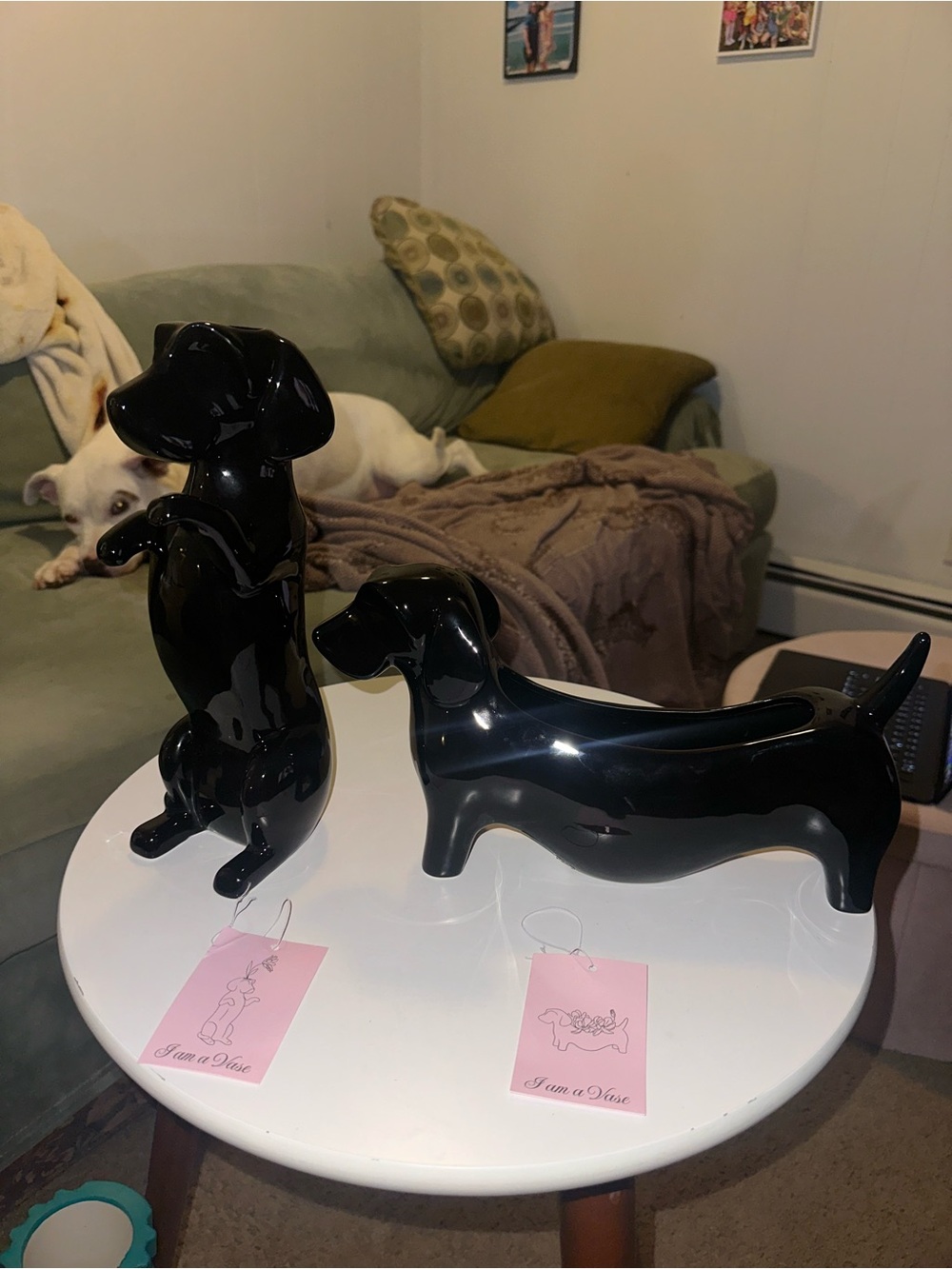 Black Dachshund Ceramic Vase Set